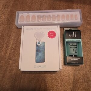 Riki SWEETHEART Hot Pink Phone Mirror Light Clip, Press On Nails, Elf Bundle